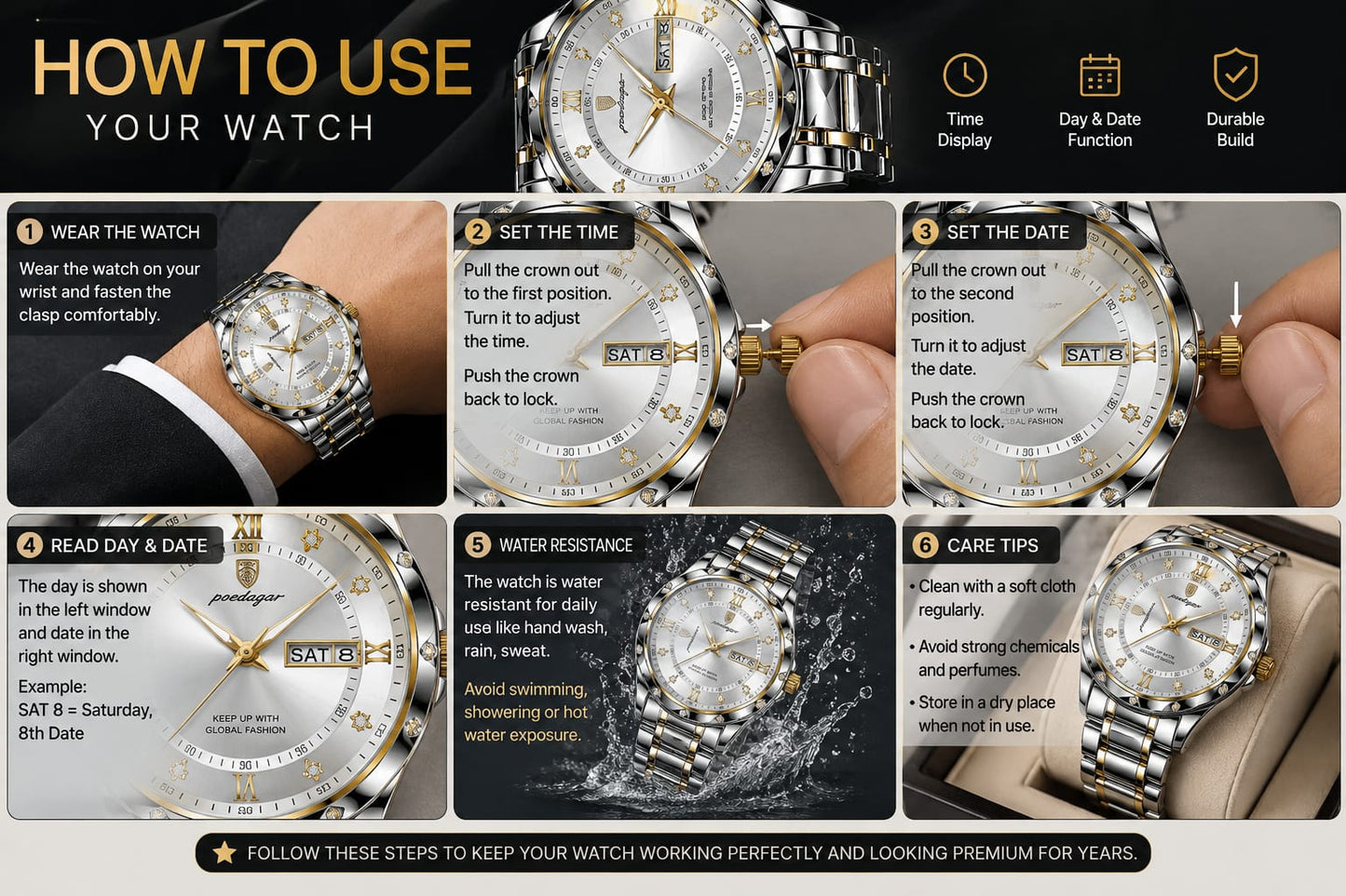 Men's Luxury Watch – Silver Dial, Two-Tone Stainless Steel