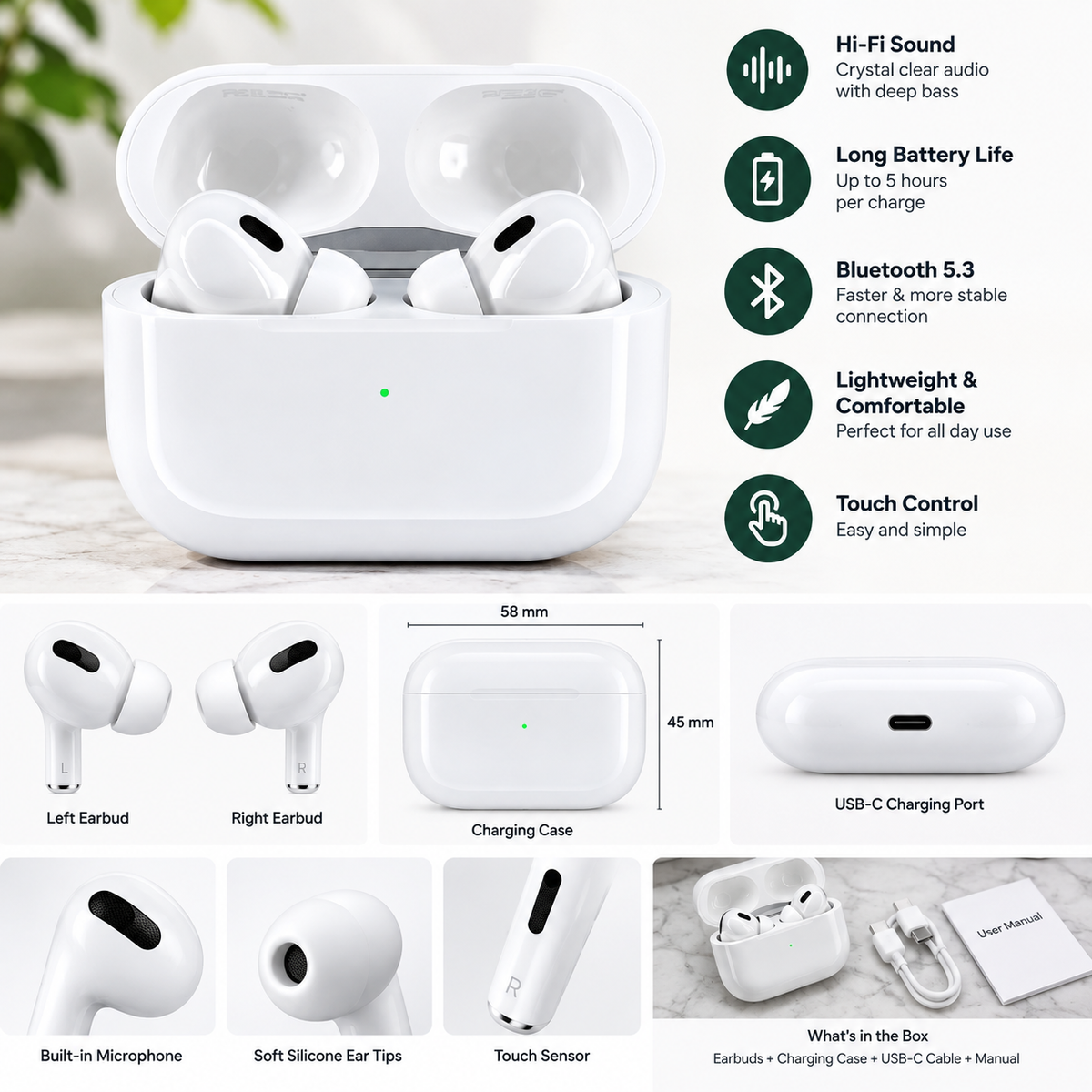 AirPods Pro (2nd Generation) β Original | ANC | Spatial Audio | MagSafe Charging Case (USB-C)