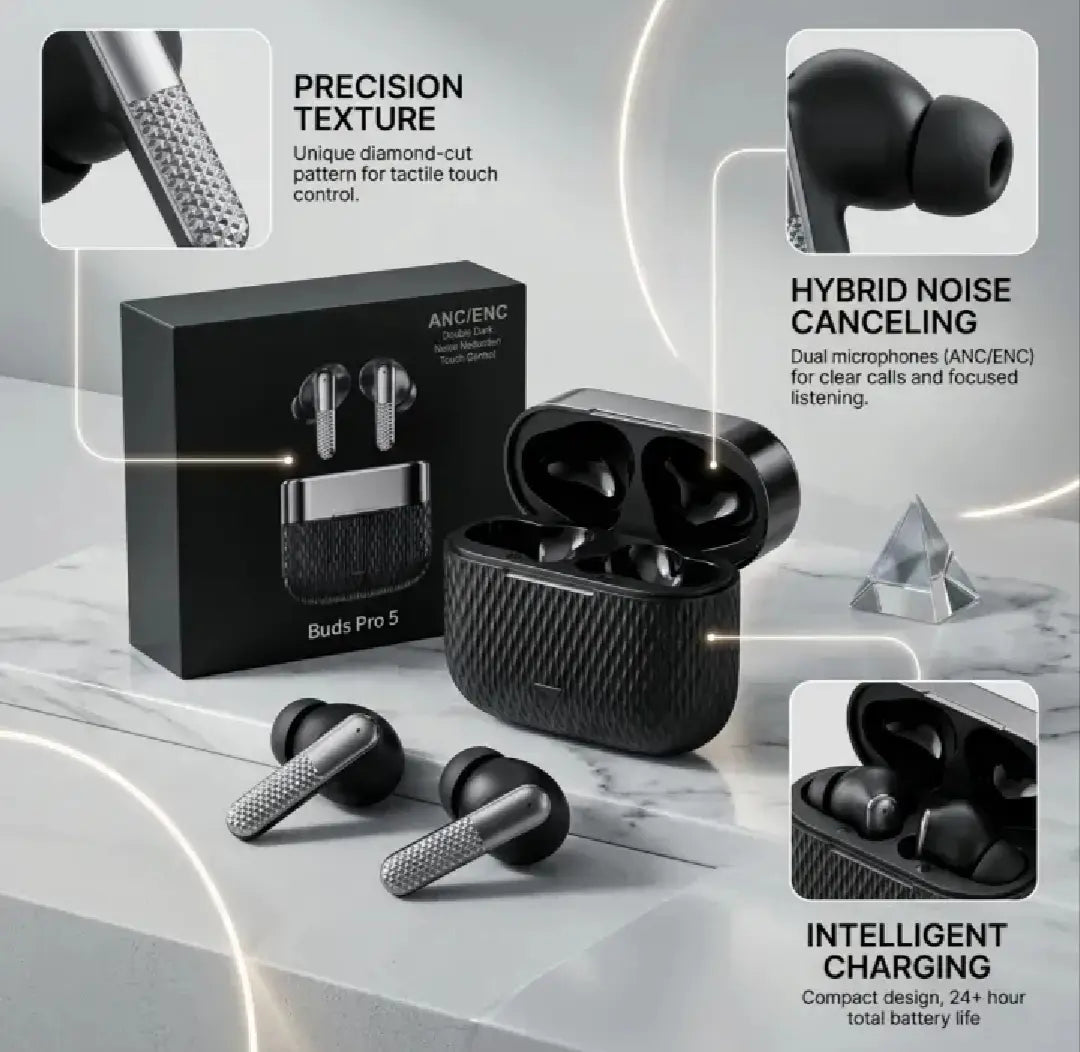 Buds Pro 5 Wireless Earbuds with ANC/ENC & Touch Control