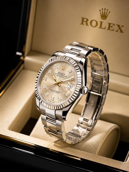 Rolex Datejust Style Luxury Men's Watch – Silver Stainless Steel Bracelet with Date Display