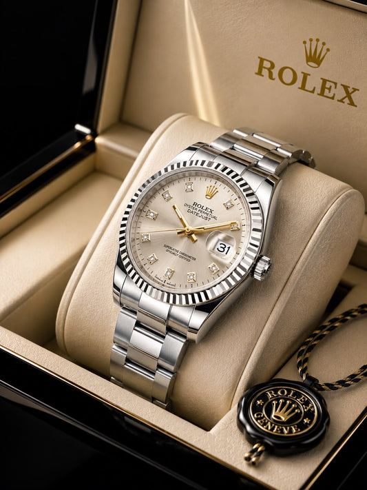 Rolex Datejust Style Luxury Men's Watch – Silver Stainless Steel Bracelet with Date Display