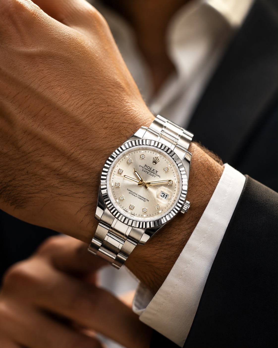 Rolex Datejust Style Luxury Men's Watch – Silver Stainless Steel Bracelet with Date Display