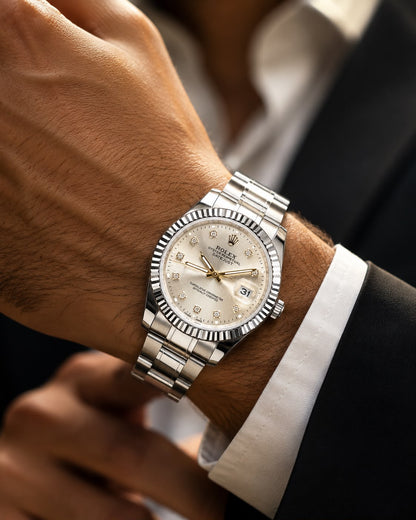 Rolex Datejust Style Luxury Men's Watch – Silver Stainless Steel Bracelet with Date Display