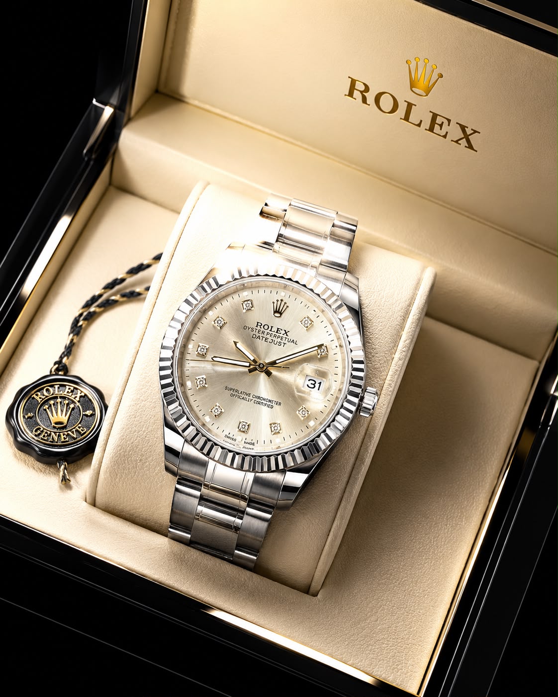 Rolex Datejust Style Luxury Men's Watch – Silver Stainless Steel Bracelet with Date Display