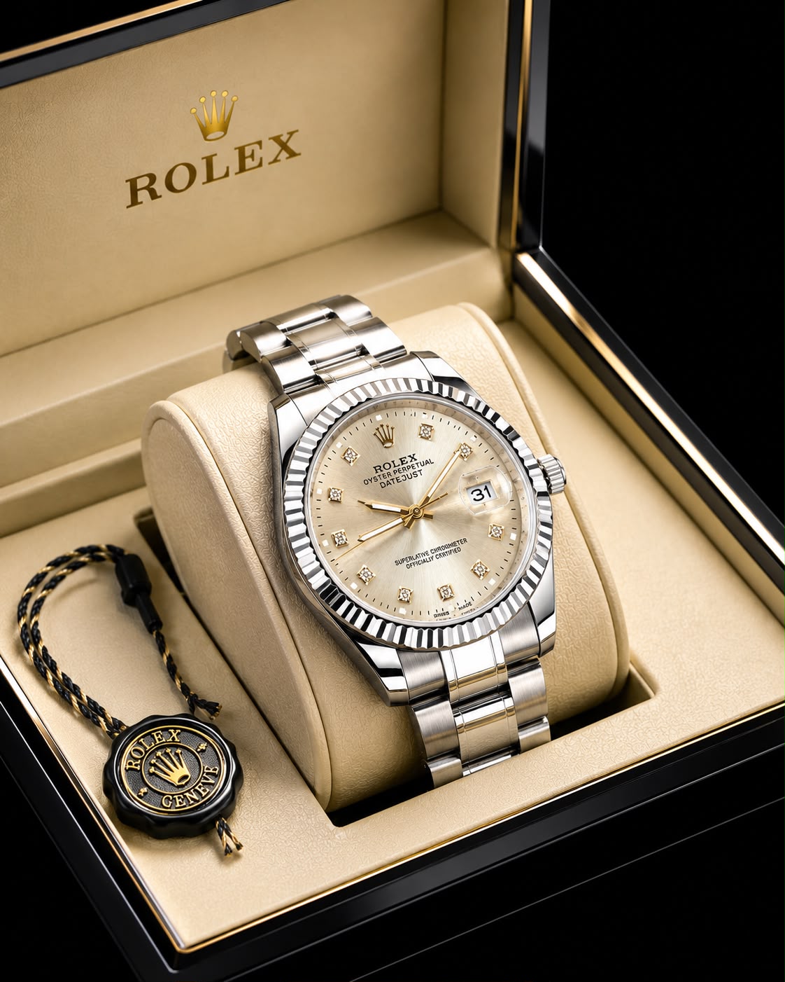 Rolex Datejust Style Luxury Men's Watch – Silver Stainless Steel Bracelet with Date Display
