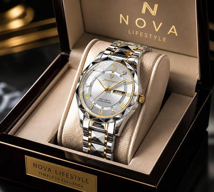 Men's Luxury Watch – Silver Dial, Two-Tone Stainless Steel