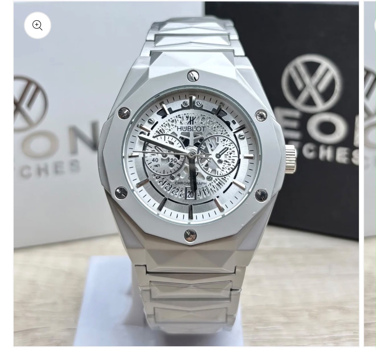 Hublot Luxury Chronograph Men's Watch | Silver Skeleton Dial