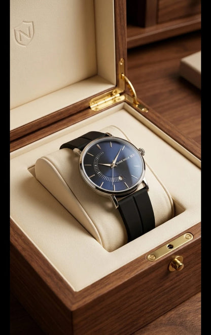 Premium Men's Luxury Watch – Dark Blue Dial, Black Strap