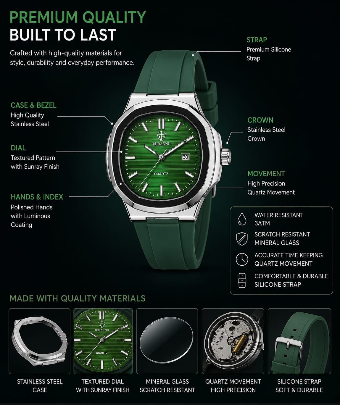 Ultra Thin Waterproof Men's Watch