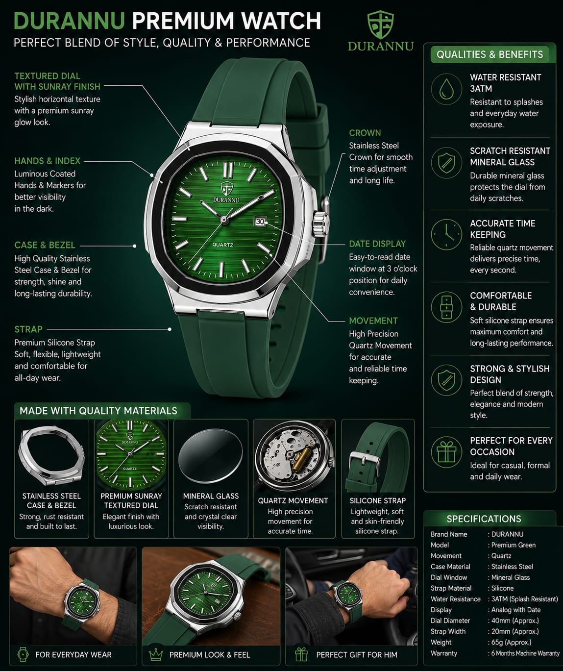 Ultra Thin Waterproof Men's Watch