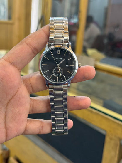 Black Dial Stainless Steel Analog Quartz Watch