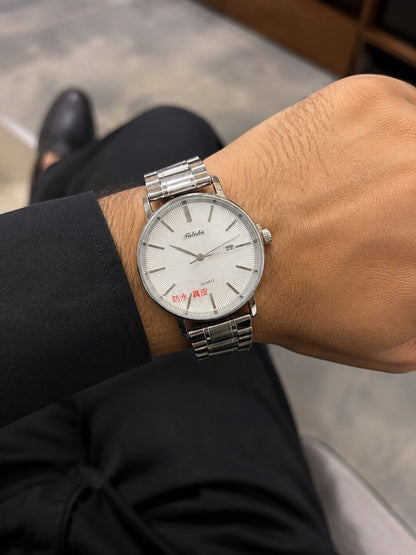 Men's Luxury Silver Stainless Steel Quartz