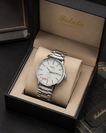 Men's Luxury Silver Stainless Steel Quartz