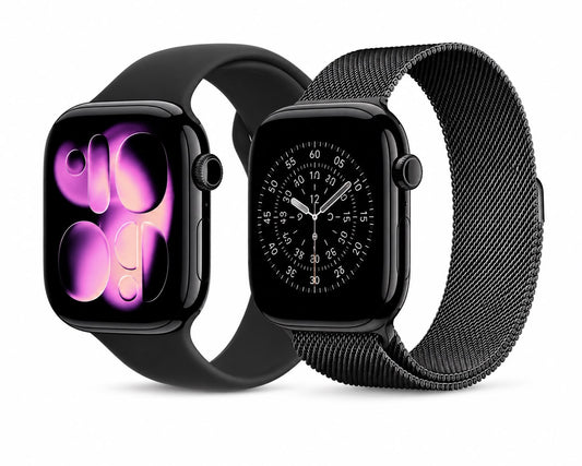 Smart Watch with Silicone & Magnetic Mesh Straps – Black