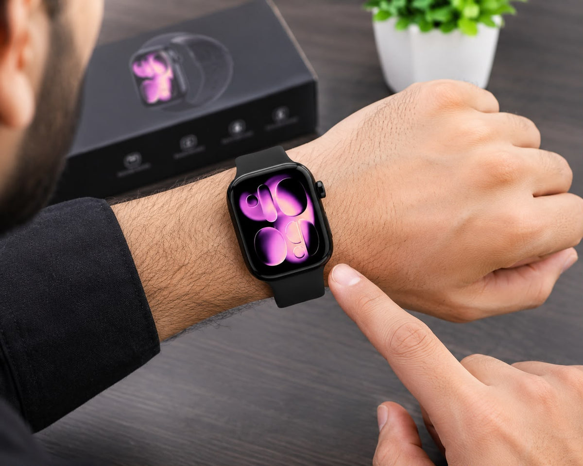 Smart Watch with Silicone & Magnetic Mesh Straps – Black