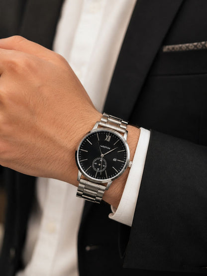 Black Dial Stainless Steel Analog Quartz Watch