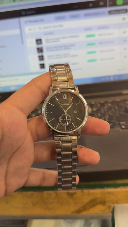 Black Dial Stainless Steel Analog Quartz Watch